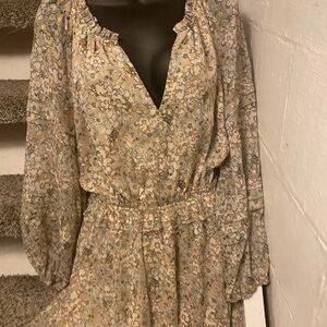 Worn once -Fate floral Dress. Medium. Plunging neckline. Flattering for fall